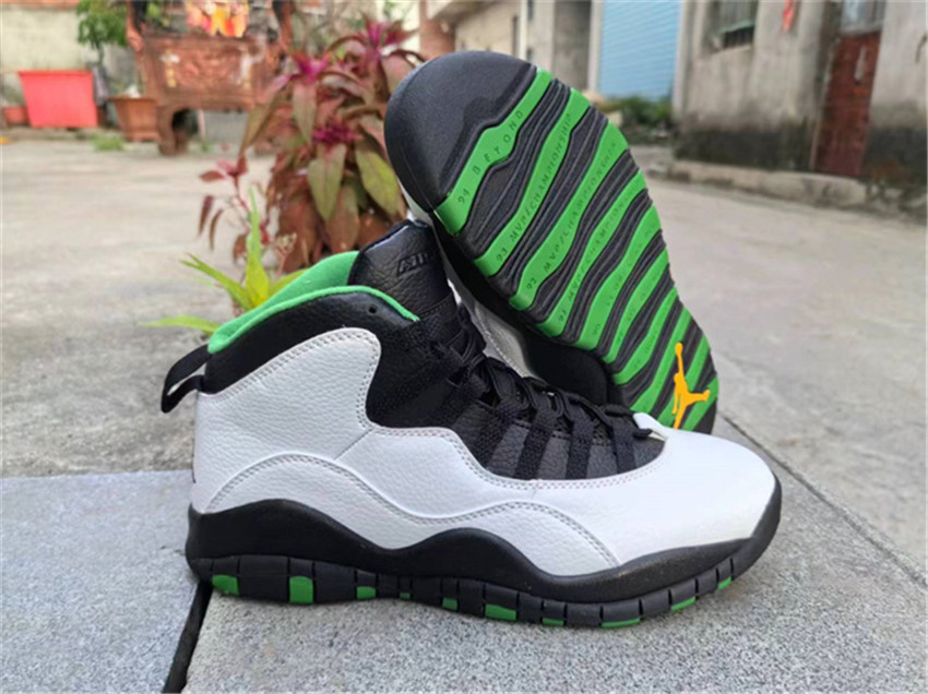 Men's White/Green Running Weapon Air Jordan 10 Shoes 003